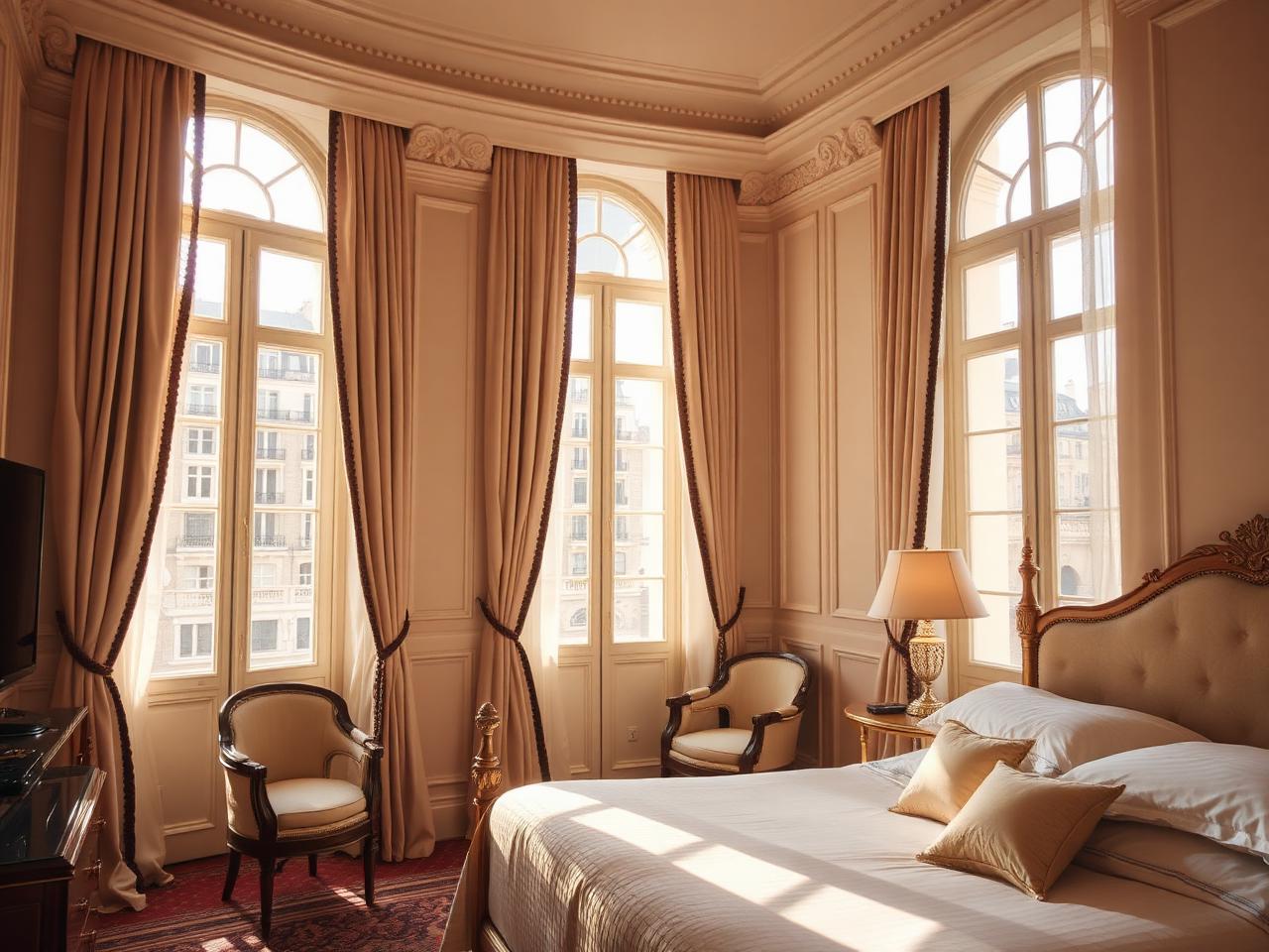 Elegant Parisian hotel room interior